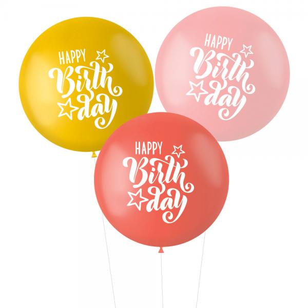 Ballonger XL Happy Birthday Rosa/Rd/Gul