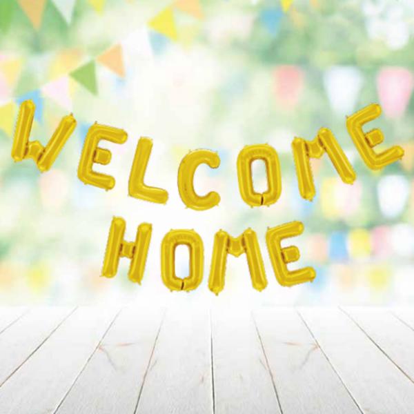 Welcome Home Bokstavsballonger Guld