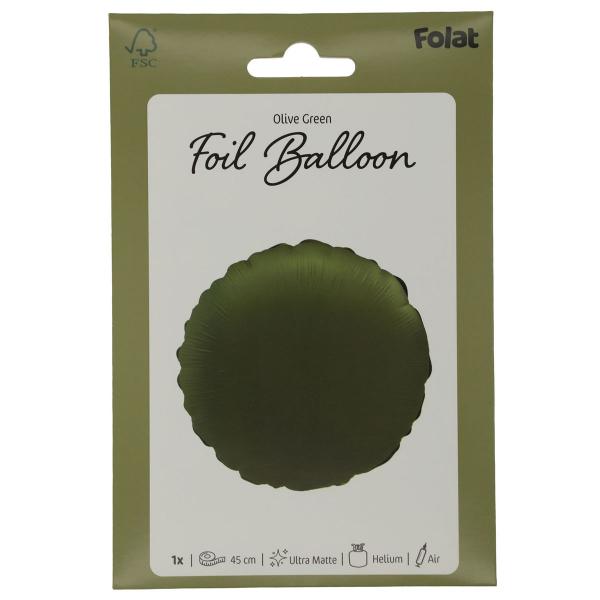 Rund Folieballong Olivgrn Matt
