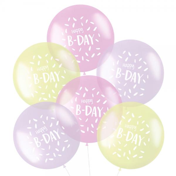 Ballonger Happy B-Day Pastell Mix Rosa