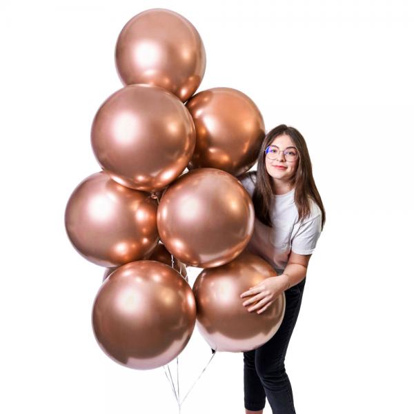 Stora Runda Roseguld Chrome Ballonger