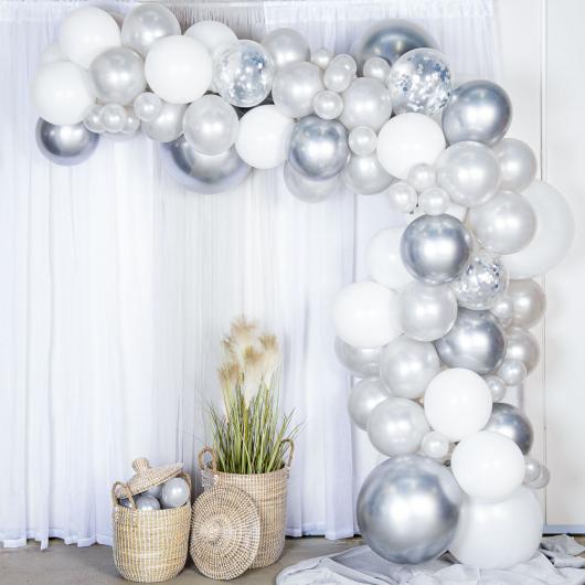 Ballongbge Kit Vit & Silver