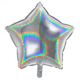Holografisk Folieballong Stjärna Silver