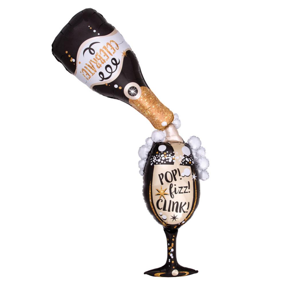 Folieballong here to us champagneglas main image 1