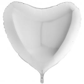 Folieballong Hjärta Vit XL
