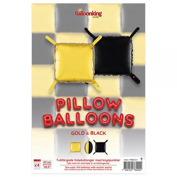 Kuddballonger Guld/Svart 4-pack