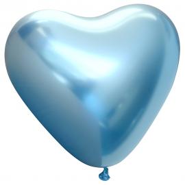 Hjärtballonger Chrome Blå