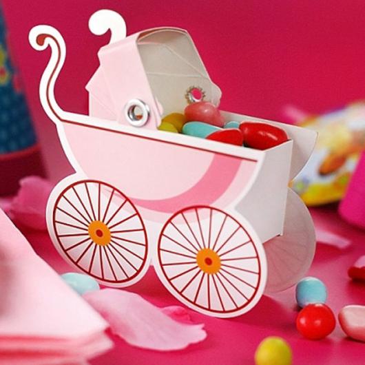 Baby Shower Presentaskar Barnvagn Rosa