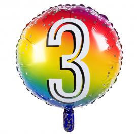 Folieballong Regnbåge 3 år