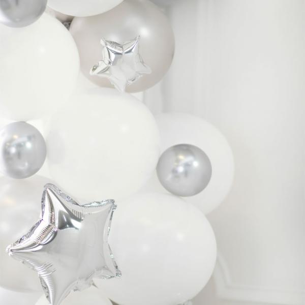 Glansiga Miniballonger Silver 50-pack