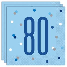 80 Års Servetter Blå