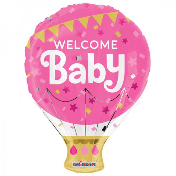 Welcome Baby Rosa Folieballong