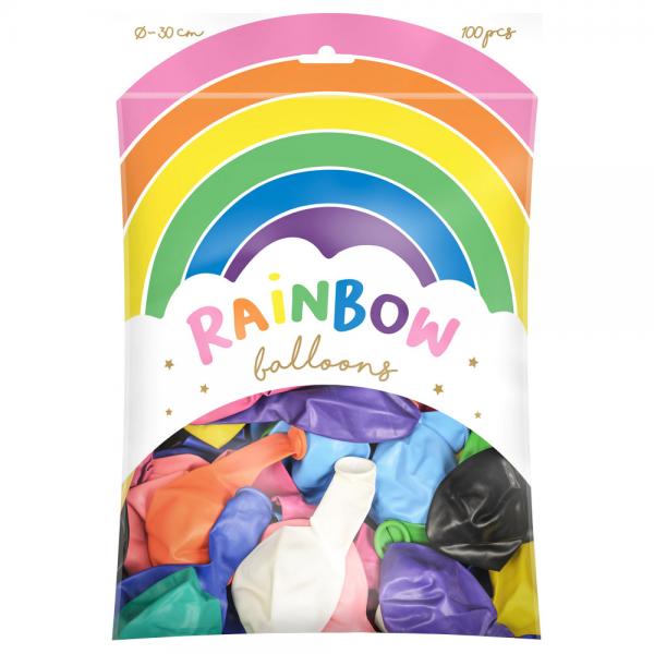 Rainbow Latexballonger Mix 100-pack