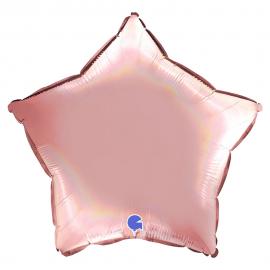 Ballong Stjärna Holografisk Platinum Rosé