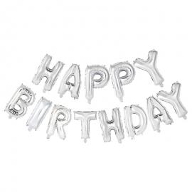 Folieballonger Happy Birthday Silver