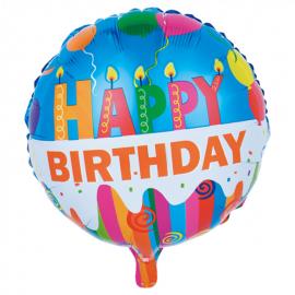 Happy Birthday Rund Folieballong