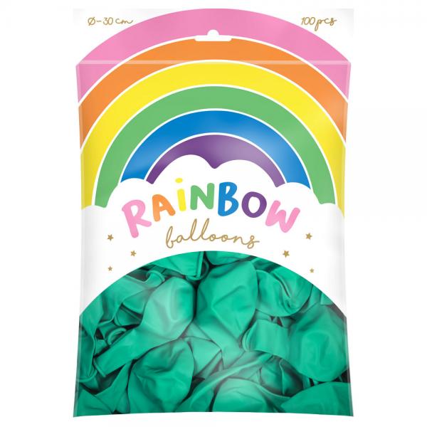Sm Rainbow Latexballonger Mintgrna 100-pack