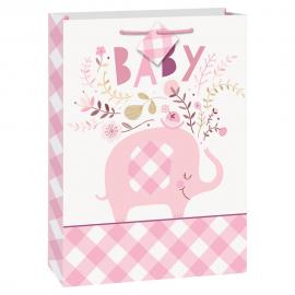 Babyshower Presentpåse Elefant Rosa