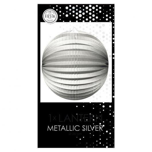 Papperslykta Rund Metallic Silver