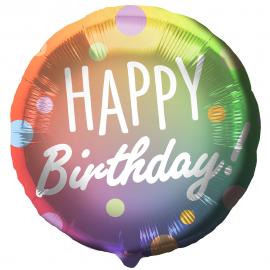 Folieballong Happy Birthday Prickar Färg Mix