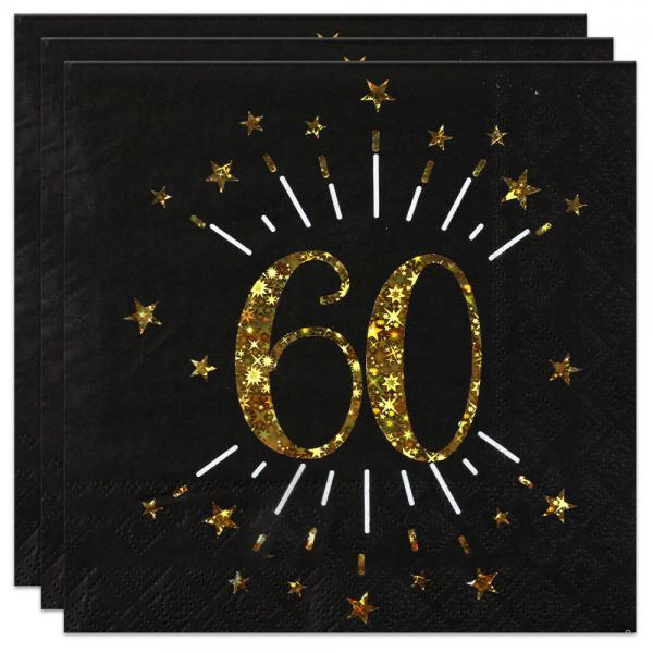 Servetter 60 r Birthday Party Guld