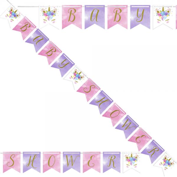 Baby Shower Flaggirlang Unicorn Baby