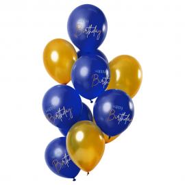 Happy Birthday Ballonger Mörkblå & Guld