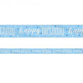 Happy Birthday Banderoll Blå & Silver