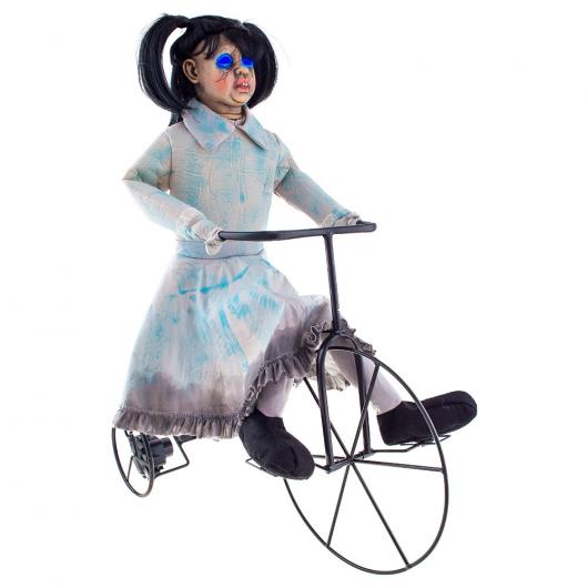 Läskig Flicka på Trehjuling Prop