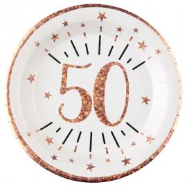 Papptallrikar 50 År Birthday Party Roseguld