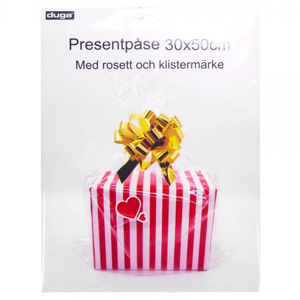 Cellofanpse med Rosett Silver/Guld 30x50 cm