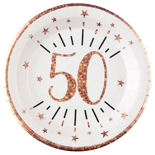 Papptallrikar 50 r Birthday Party Roseguld