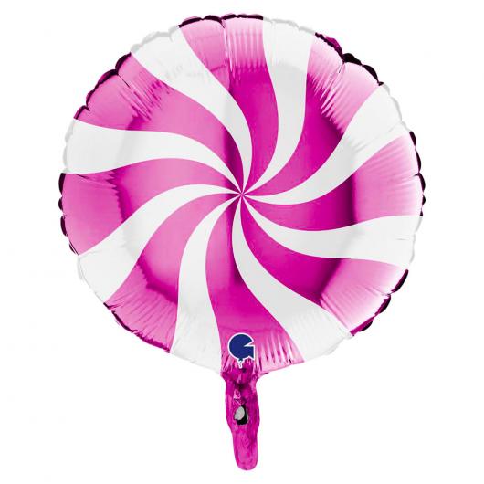 Folieballong Swirly Rosa & Vit