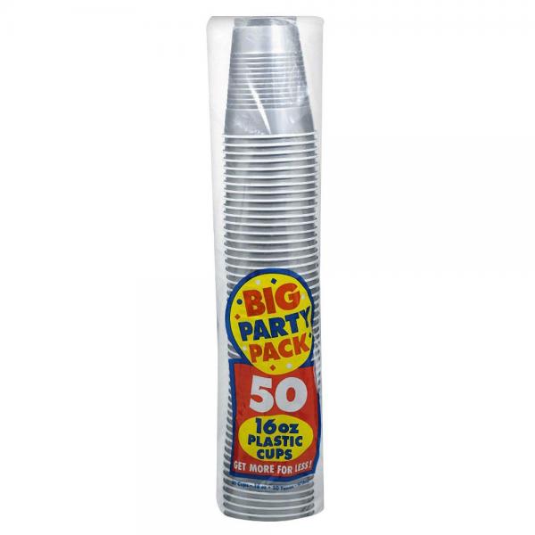 Silver Plastmuggar 50-pack