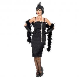 Flapperklänning Lång Svart Maskeraddräkt Medium