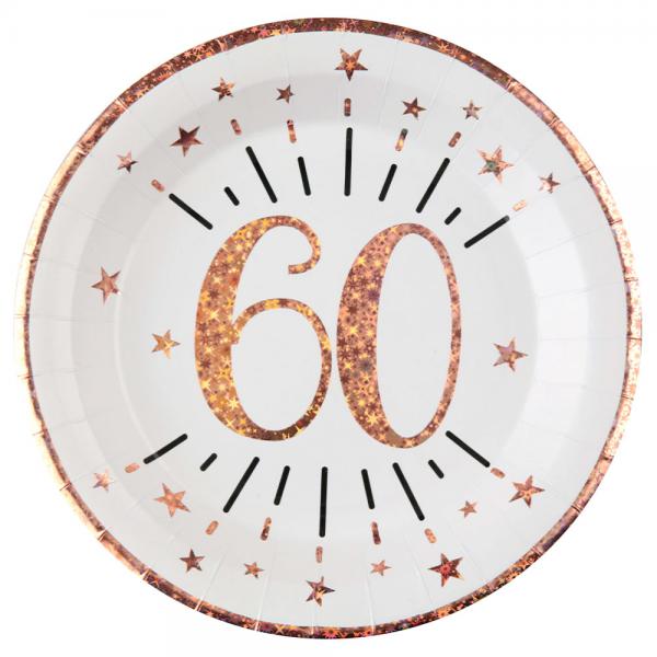 Papptallrikar 60 r Birthday Party Roseguld
