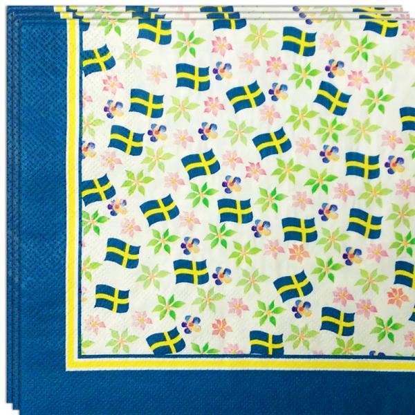 Sverige Servetter med Blommor
