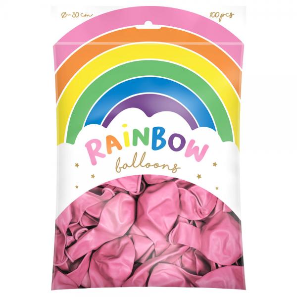 Rainbow Latexballonger Metallic Rosa 100-pack