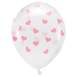Transparenta Ballonger med Rosa Hjärtan