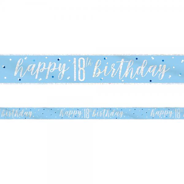 Happy 18th Birthday Banderoll Bl & Silver