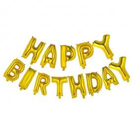 Folieballonger Happy Birthday Guld