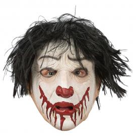 Läskig Clown Mask med Hår