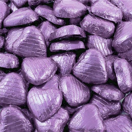 Chokladhjrtan i Ljuslila Folie 1kg