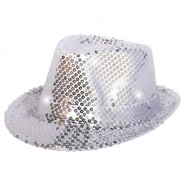 Trilby Hatt Silverpaljetter med LED