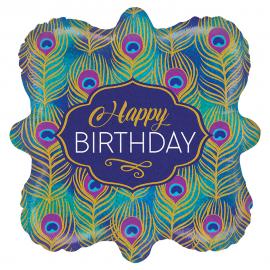 Happy Birthday Ballong Glitter Peacook
