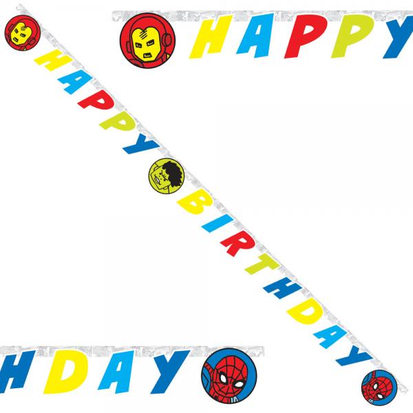 Avengers Team Power Happy Birthday Banderoll