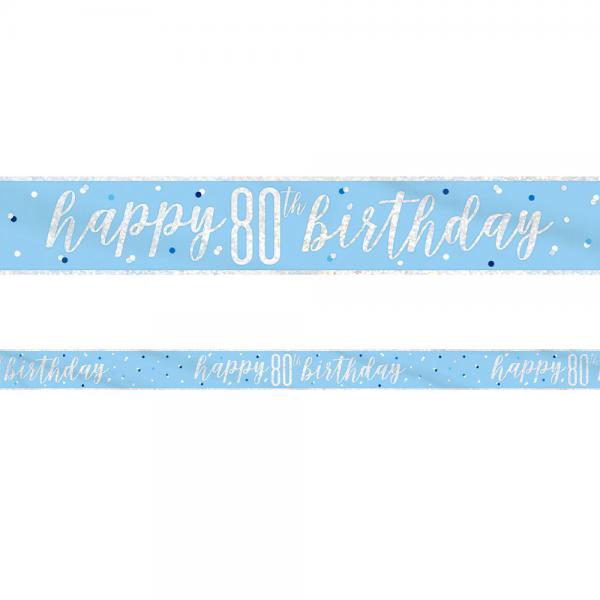 Happy 80th Birthday Banderoll Bl & Silver