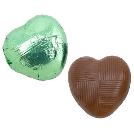 Chokladhjärtan i Ljusgrön Folie 1kg