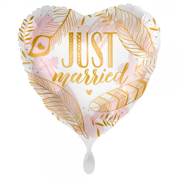 Just Married Ballong Boho Feathers