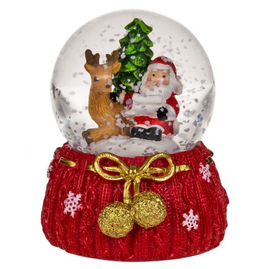 Mini Snöglob med Julfigur Guldrosett